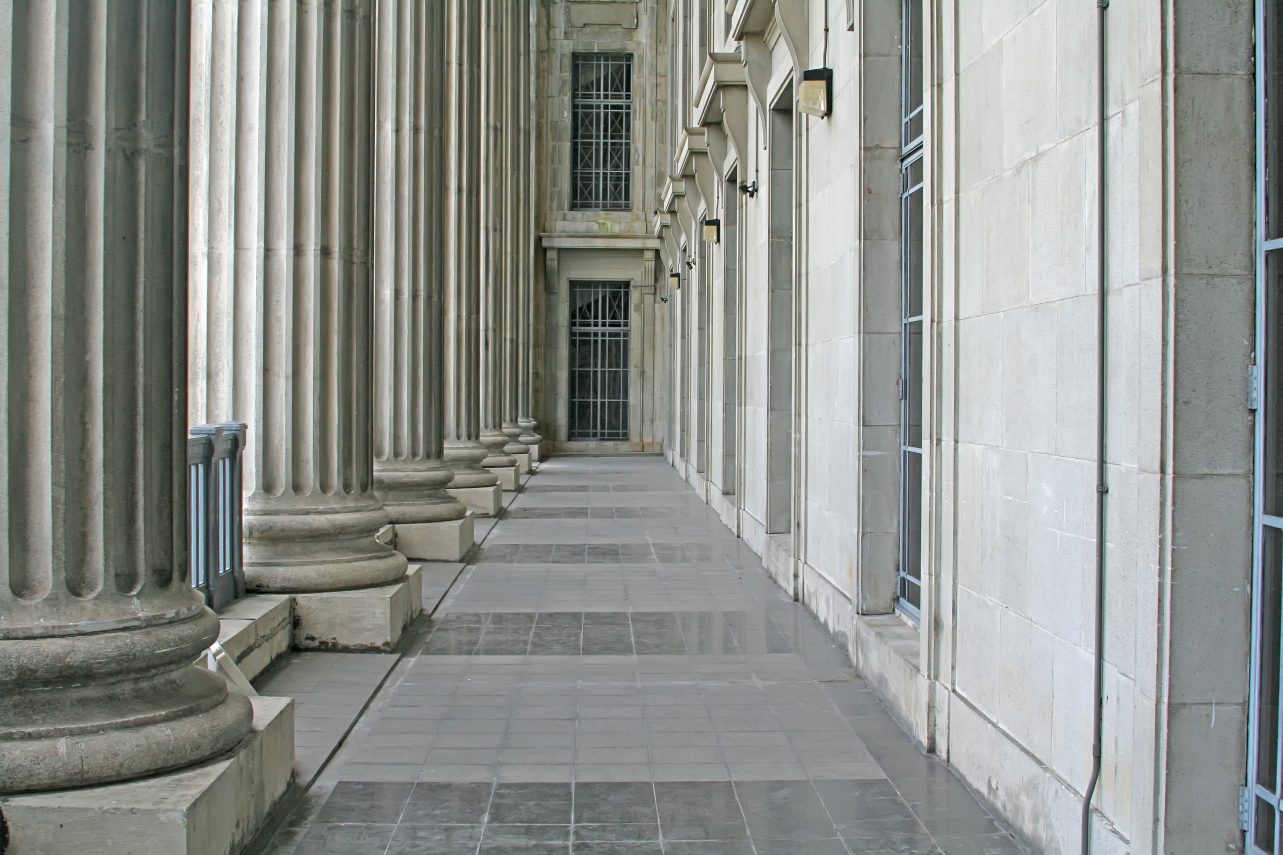 Law and Order Pillars in the Supreme Court during the day